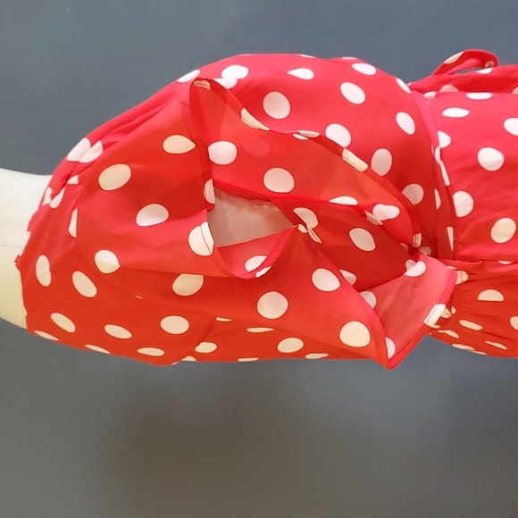 Monteau women's red faux wrapped dress size L - Picture 7 of 13